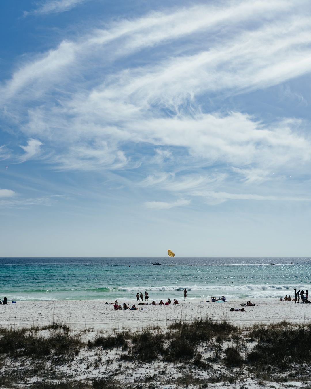 White sand dunes and the Gulf at Panama City Beach in March